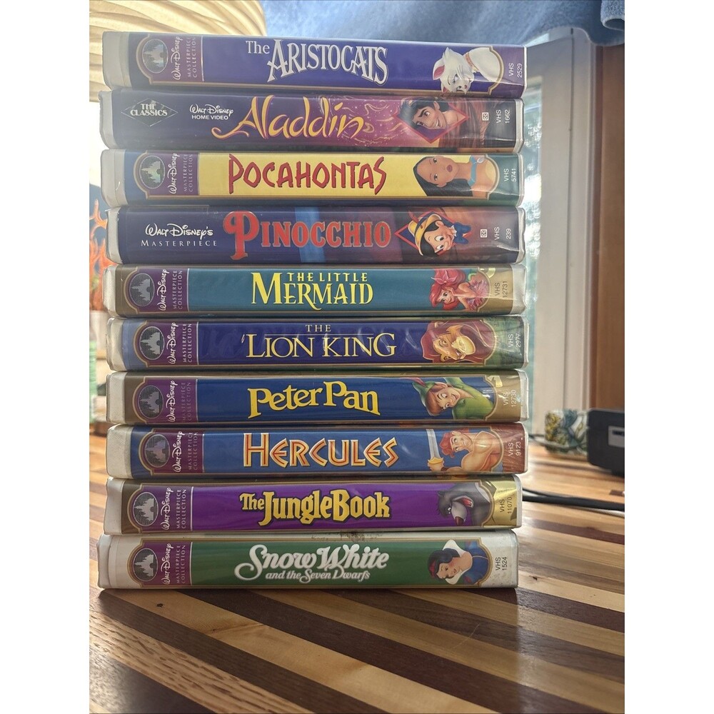 Disney VHS Lot Of 10- Aristocats, Aladdin, The Little Mermaid, The Lion King Etc